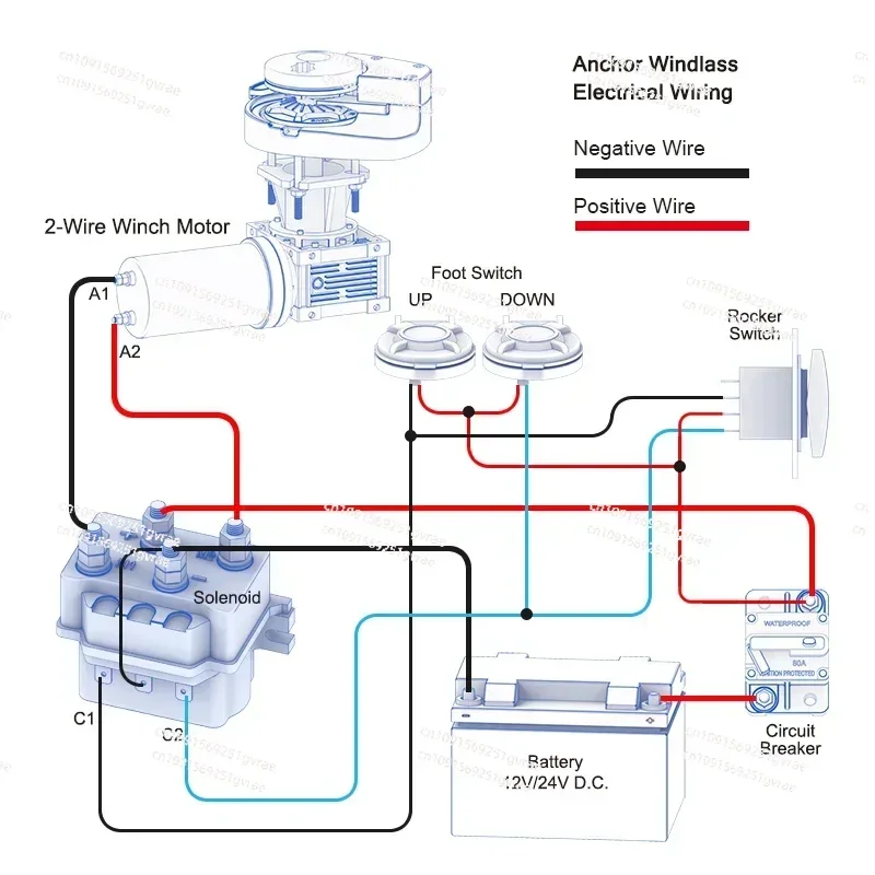 MX1-HD912 Cabrestante De Anclaje Tambor Barco Tot 바 Непроницаемый IP68 900W/12V Para Barcose Hasta 6m/20 Pies