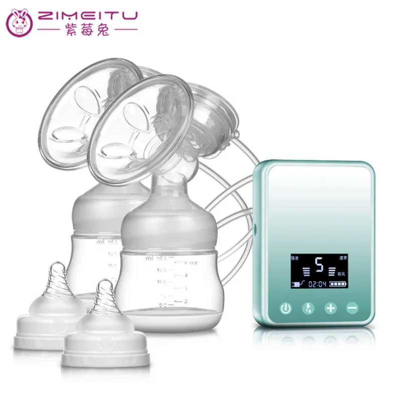 Purple berry rabbit bilateral electric Breast pump Charging Breast suction massager Suction large Breast pump Breast pump
