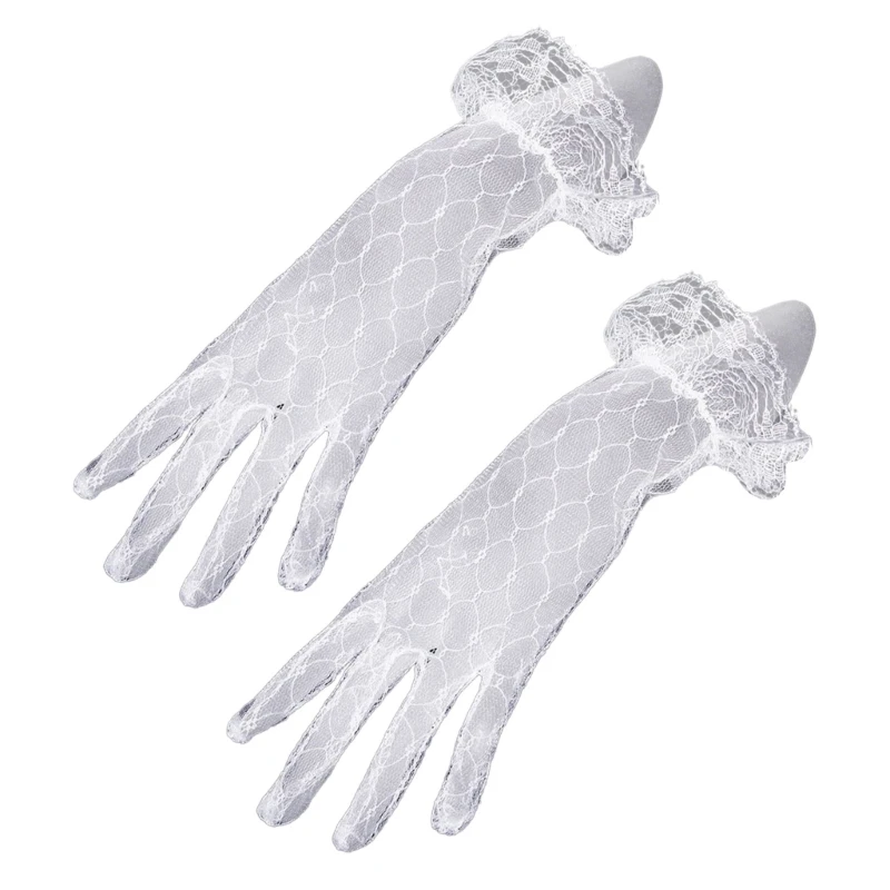 

Bridal Lace Net Yarn Gloves Wrist Length Gloves Finger Short Wedding Accessories