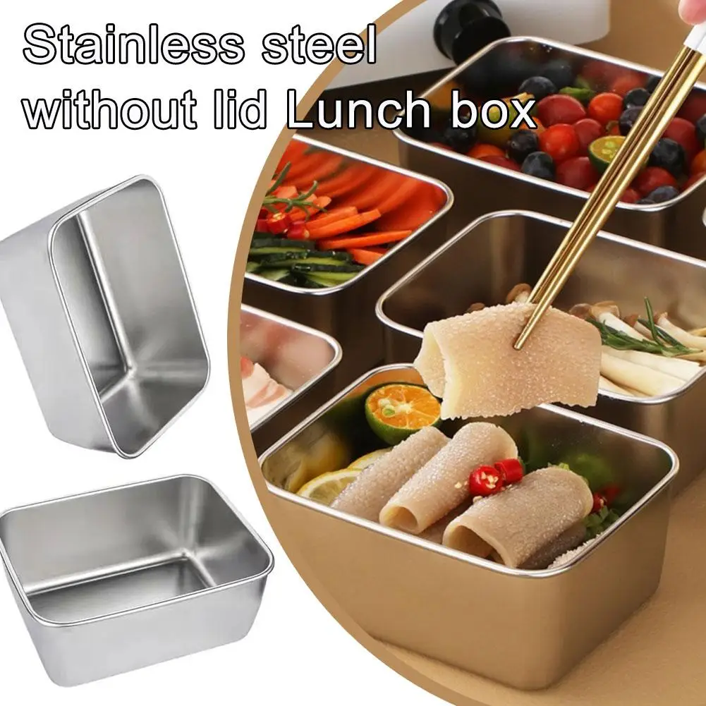 

Stainless Steel Fresh Keeping Metal Box Large Capacity Lid Bento Lunch Boxs Food Refrigerator with Storage Container Sealed N6V9