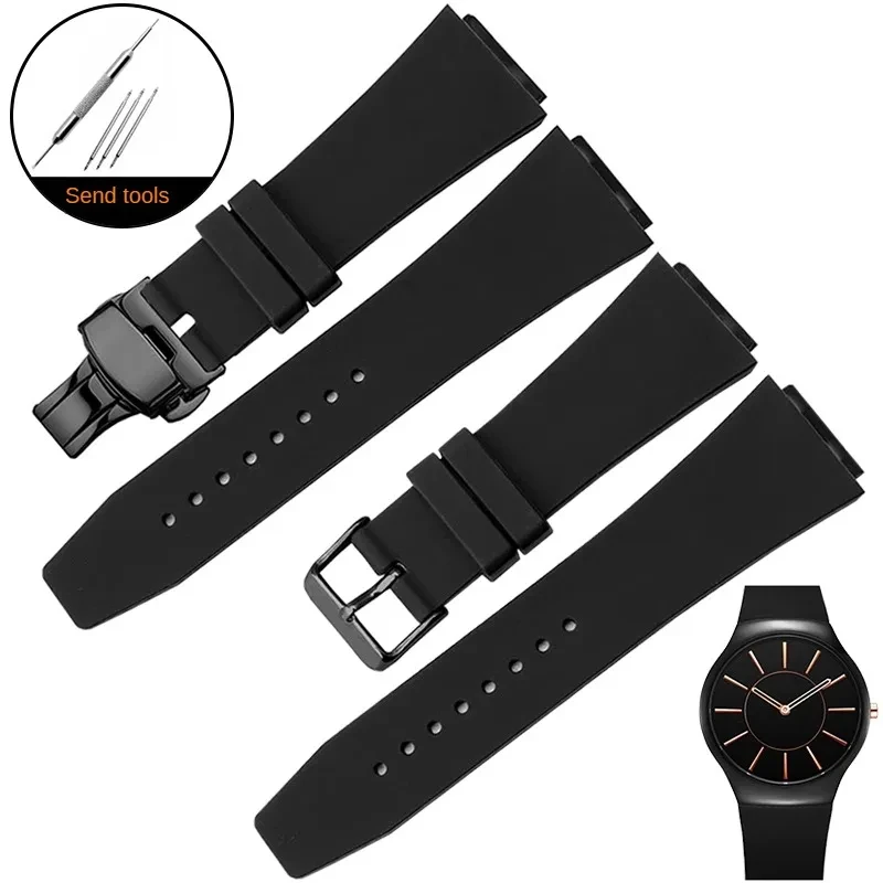 Мягкий силиконовый ремешок для часов заменитель тонкий выпуклый интерфейс