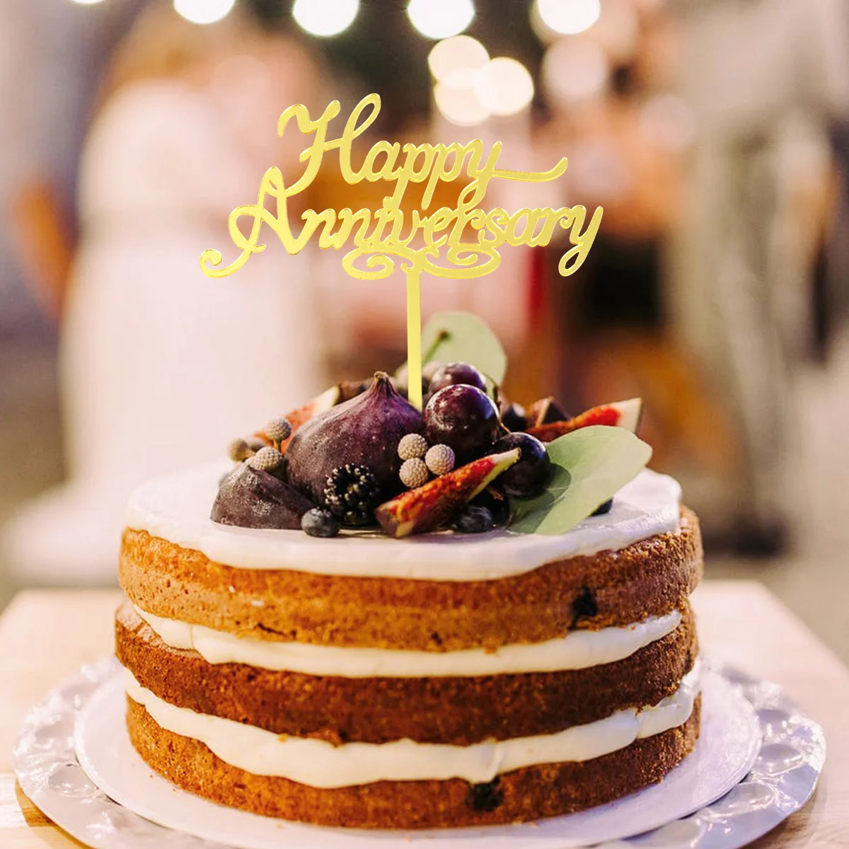 

6pcs Lightweight Acrylic Decorative Cake Topper Happy Anniversary Cake Adornment Birthday Party Banquet