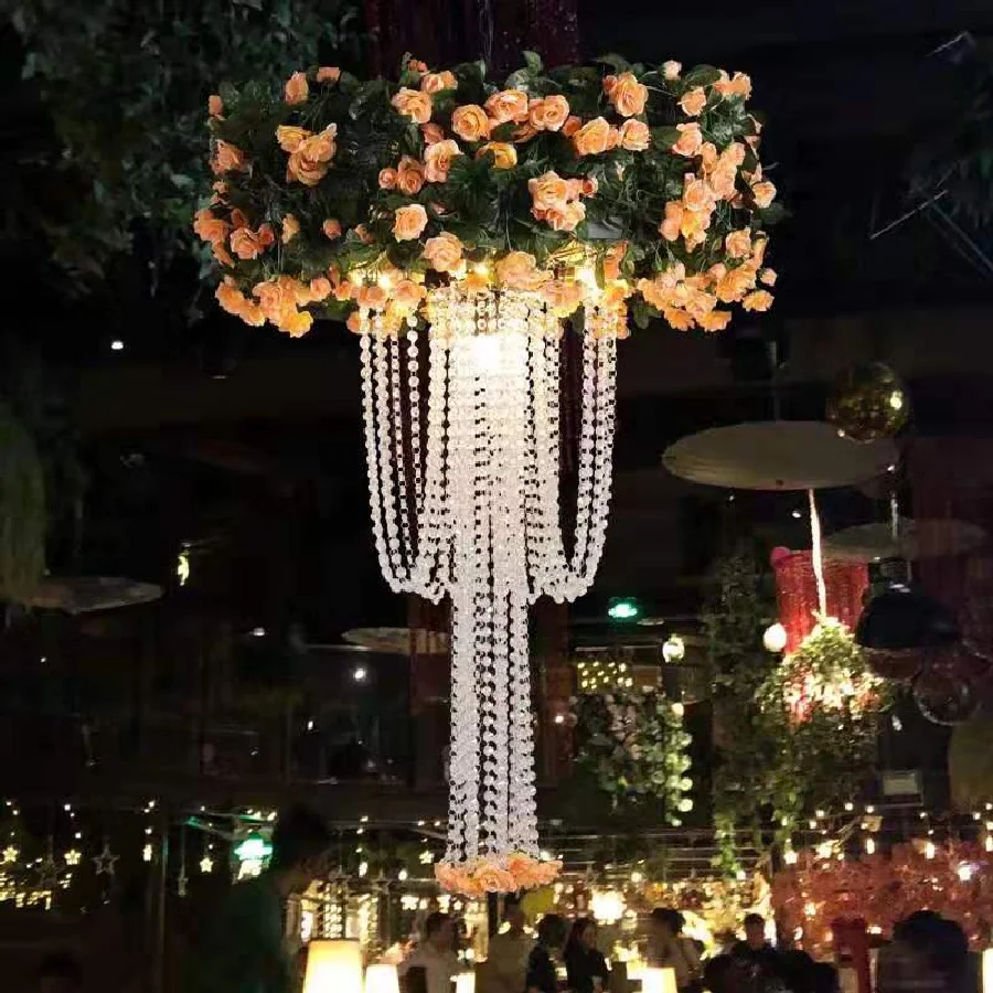 

Crystal Tassel Chain Simulation FIower Chandelier Romantic Theme Music Pub Restaurant Shop Commercial Pendant Light