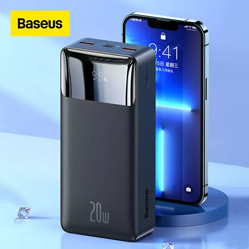

NEW2023 Baseus Power Bank 30000mAh with 20W PD Fast Charging Powerbank Portable External Battery Charger For iPhone 12 Pro Xiaom