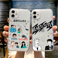 transparent heartstopper phone case for iphone 13 12 11 pro max mini 7 8 plus cover for x xs max xr se2022 cover coque fundas