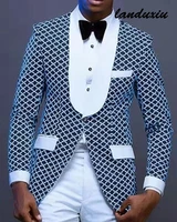 england style men single button blazer coats spring pattern print gentlemen outerwear jackets landuxiu