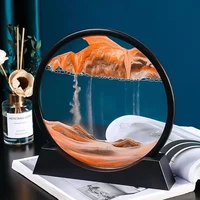 12 inch round moving sand art picture glass 3d deep sea sandscape in motion display flowing sand frame sand painting