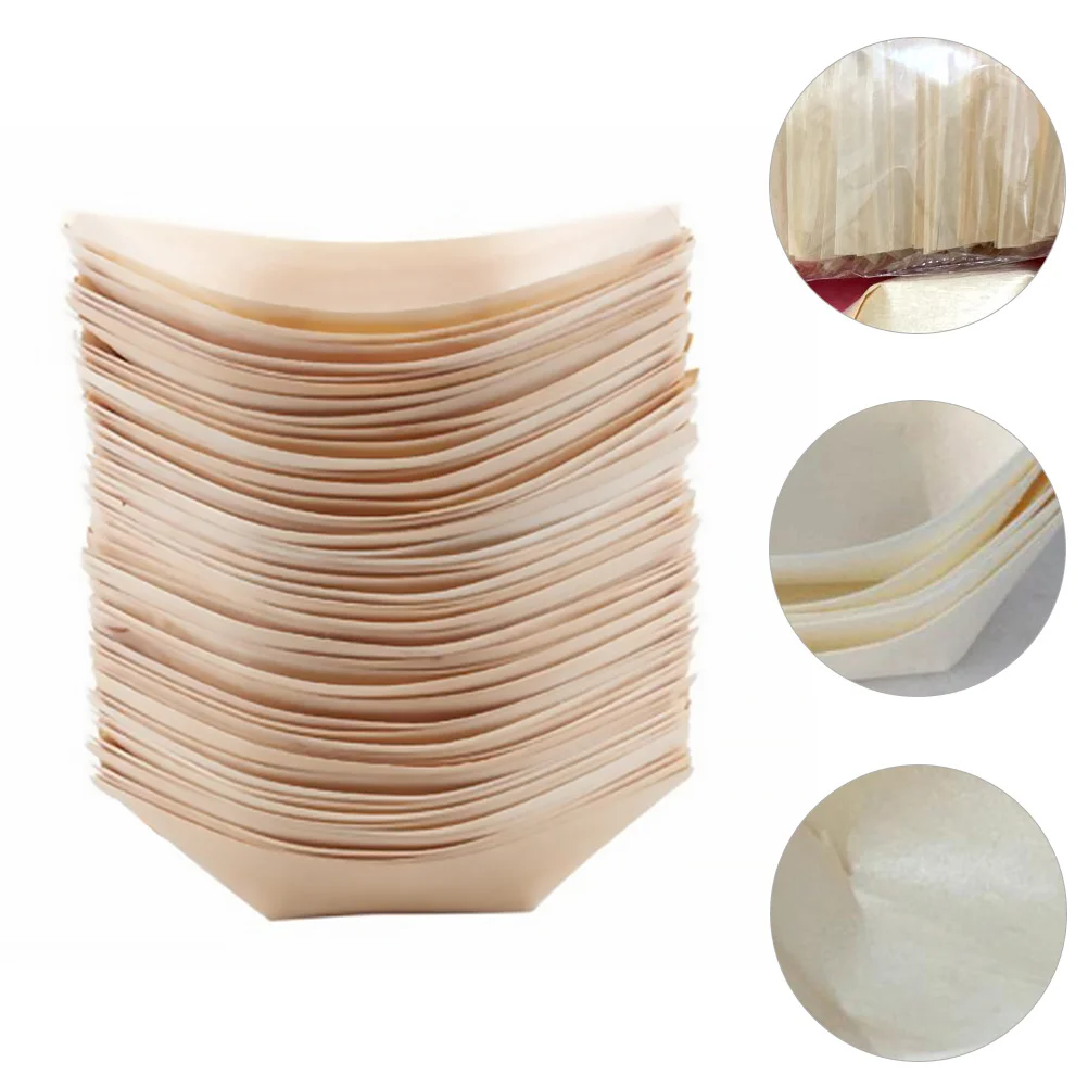 

Boat Sushiserving Tray Boats Disposable Plates Wooden Woodsnack Plate Mini Leaf Dish Container Platter Traysappetizers Sashimi