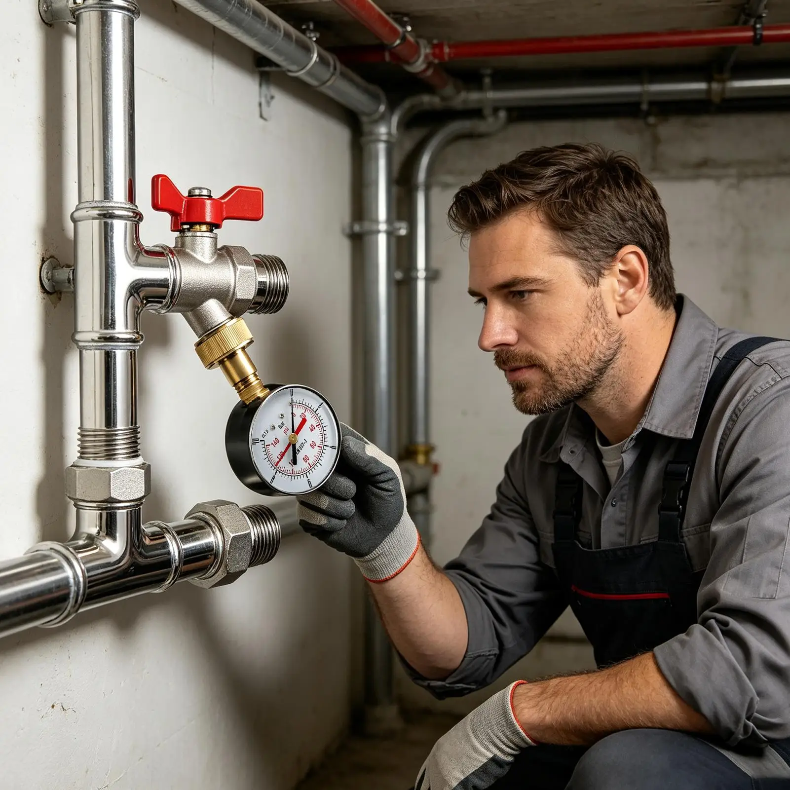 Фото Тестер давления воды 60-140PSI с легкочитаемым осевым интерфейсом, высокоточный манометр для воздуха и воды для центральных систем кондиционирования №2