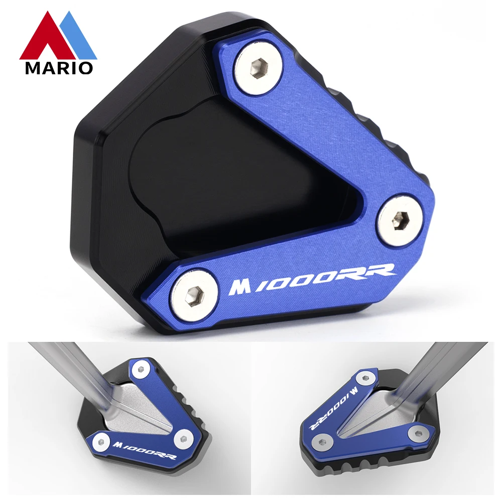 M1000RR 2021 2022 Motorcycle CNC Kickstand Foot Kick Side Stand Extension Pad Support Plate For BMW M1000 1000 RR M 1000RR Blue