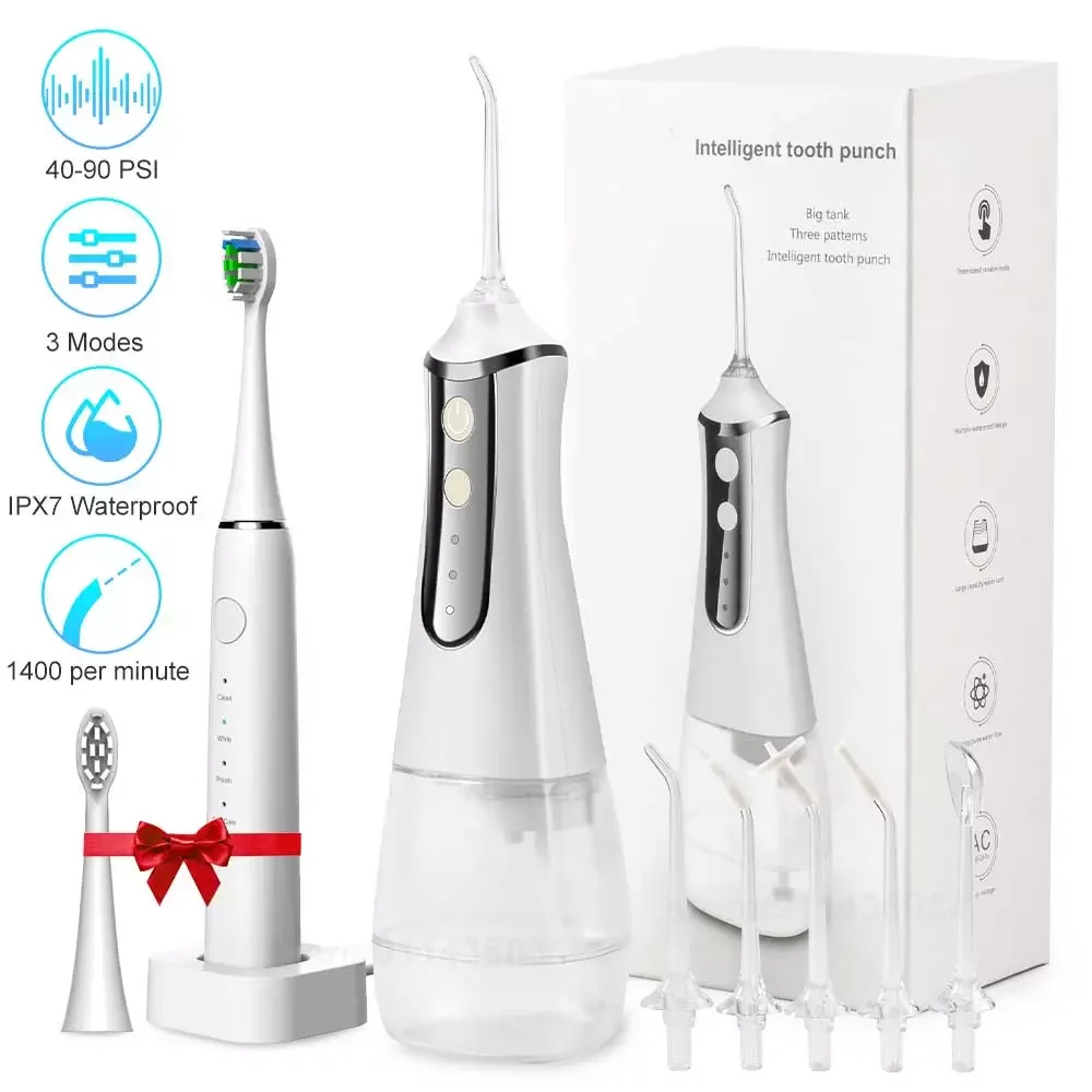 

Dental Water Jet Oral Irrigator Electric Toothbrush Gift Cordless Tooth Cleaner Rechargeable USB Water Flosser
