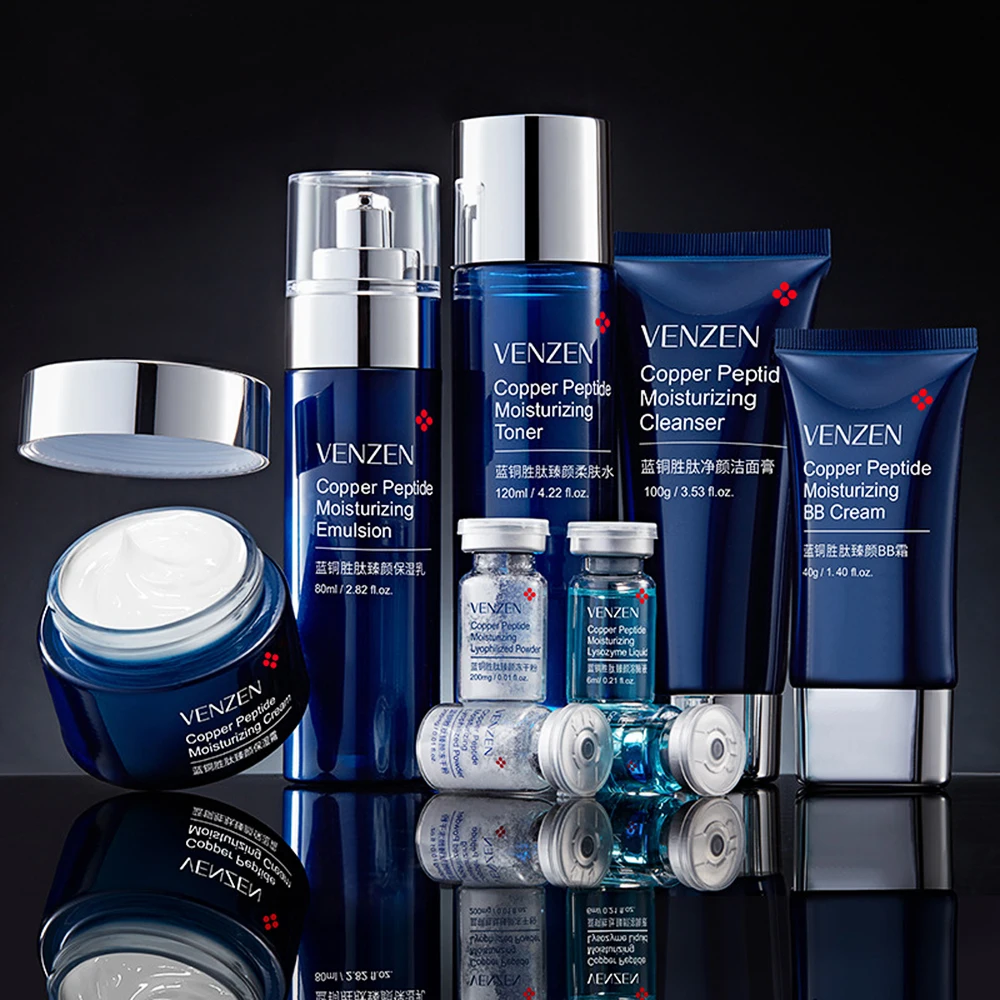 

9 Pcs Blue Copper Peptide Facial Product Kits Moisturizing Repair Face Beauty Health Skin Care Sets Korea Cosmetic with bb Cream