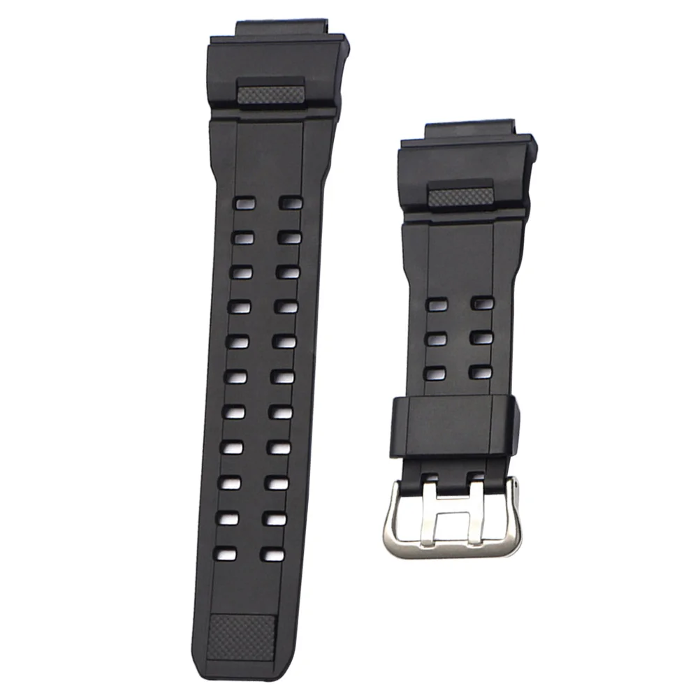

Tough Resin Watchstrap Black PU Watch Band Comfortable Replacement Wrist Strap for Men Women