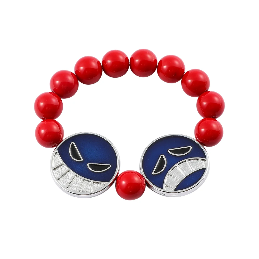 

Anime ONE PIECE Bracelet Jewelry Portgas·D· Ace Same Style Face Nameplate Beads Bracelet Man Woman Fashion Bangles Jewelry