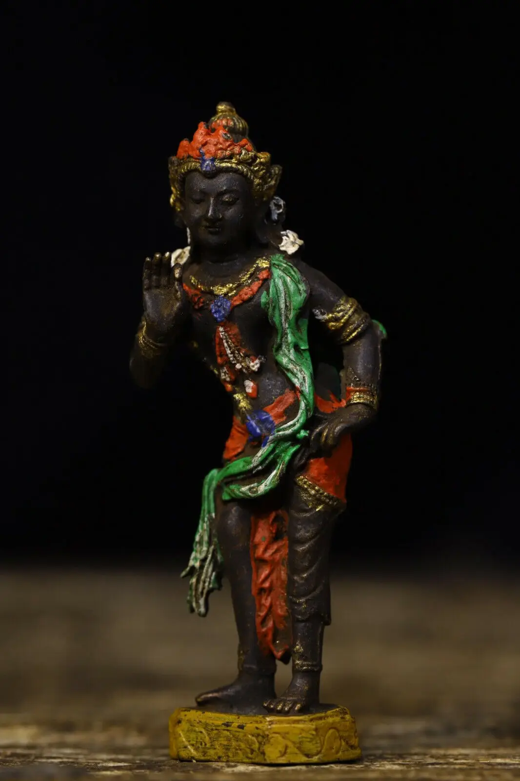 

8cm China Antique Brass Statue Tibet Old Bronze Kwan-yin Guanyin Statue