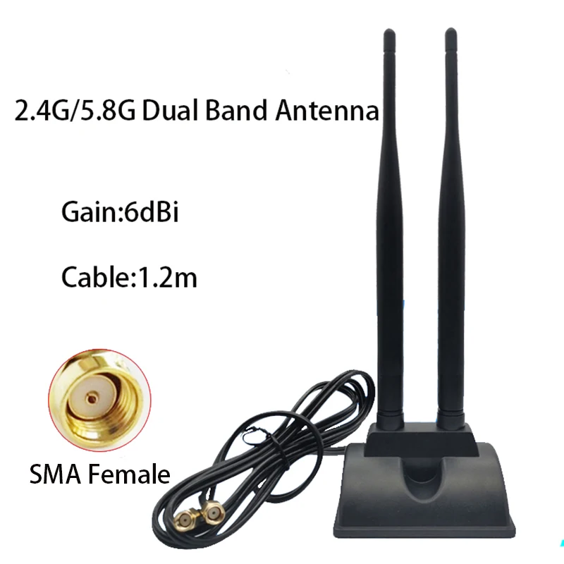 

Двухчастотная антенна 6 дБи, 2,4 ГГц, 5,8 ГГц, всенаправленная беспроводная сетевая карта с высоким коэффициентом усиления, Wi-Fi роутер, антенна, ...