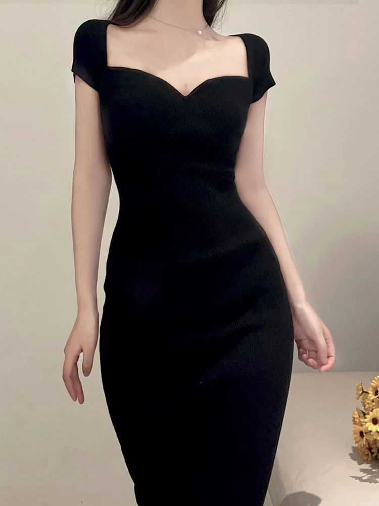Сексуальное трикотажное платье Новинка лета 2022 тонкая юбка средней длины с
