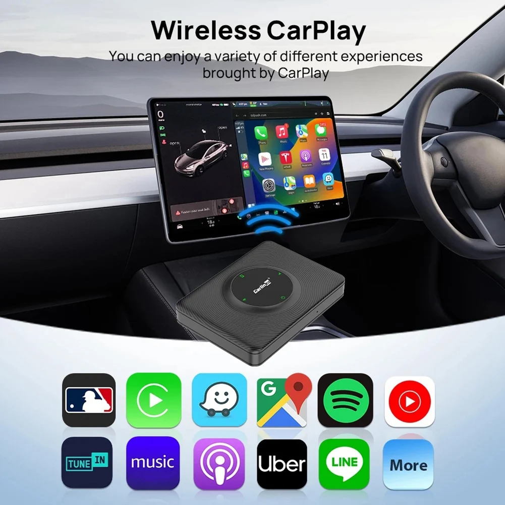 

CarlinKit Mini Carplay Wireless Box WiFi Bluetooth Adapter for Tesla Model 3/X/Y/S Apple CarPlay Dongle OTA Upgrade A