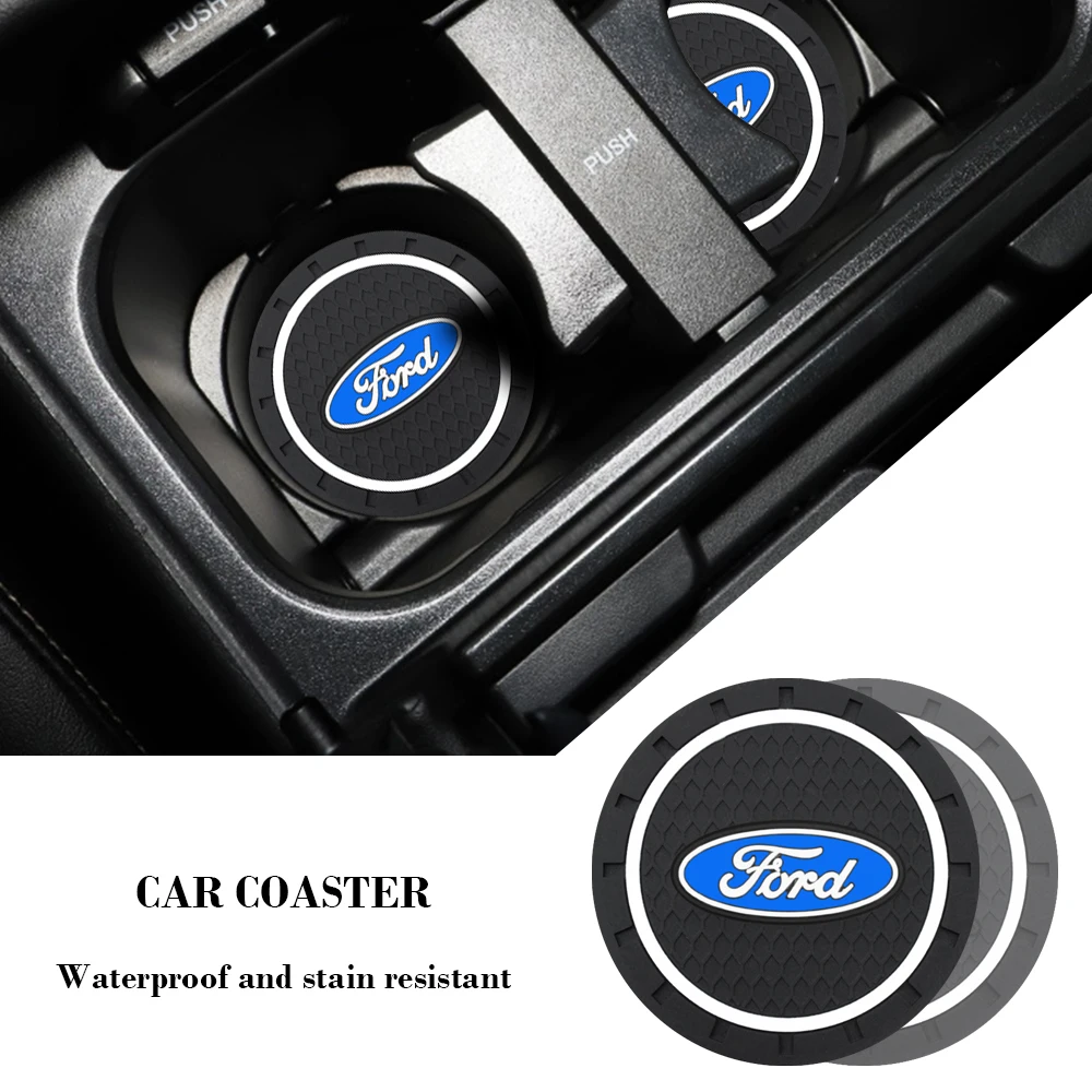 

Car Styling Coaster Water Cup Bottle Holder Mats Silicone Waterproof Anti-silp Pad For Ford Auto Interior Decoration Accessories