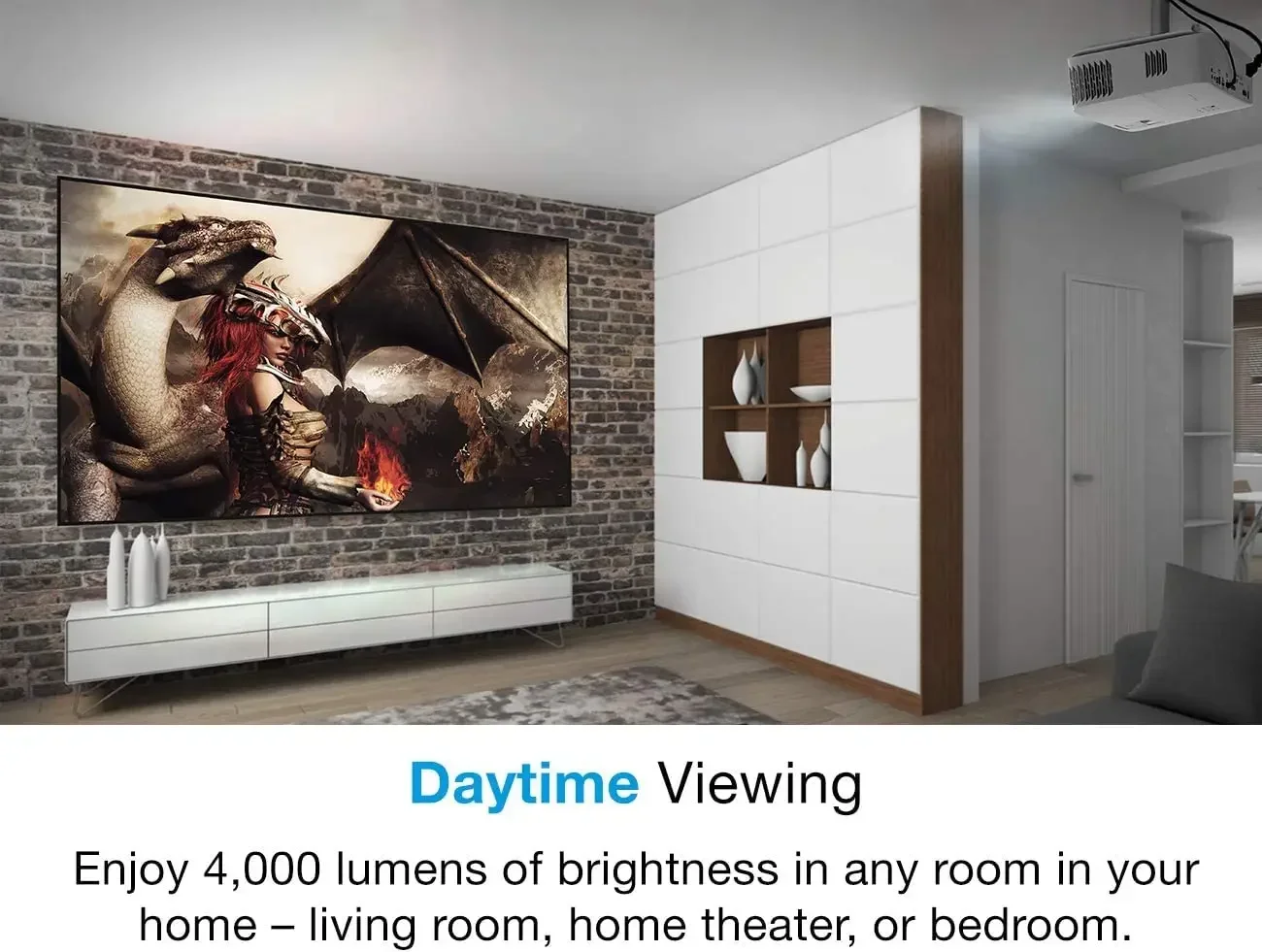 R Optoma UHD38x Projector 4K Ultra HD 4000 lumens 4.2ms response time 1080p 240Hz refresh rate HDR10 and HLG