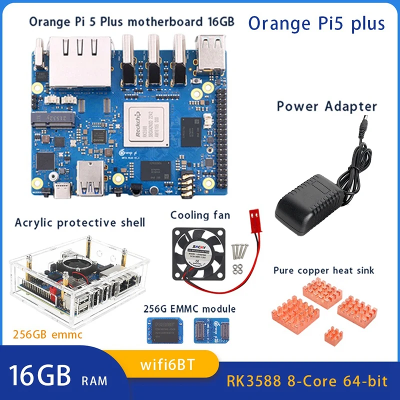 

Модуль Emmc RK3588 8-ядерный, для Orange Peel 5 Plus 16GBRAM + 256 Гб, поддержка 8K видео 2,5G Wifi6, детали модуля, аксессуары, штепсельная вилка европейского стандарта