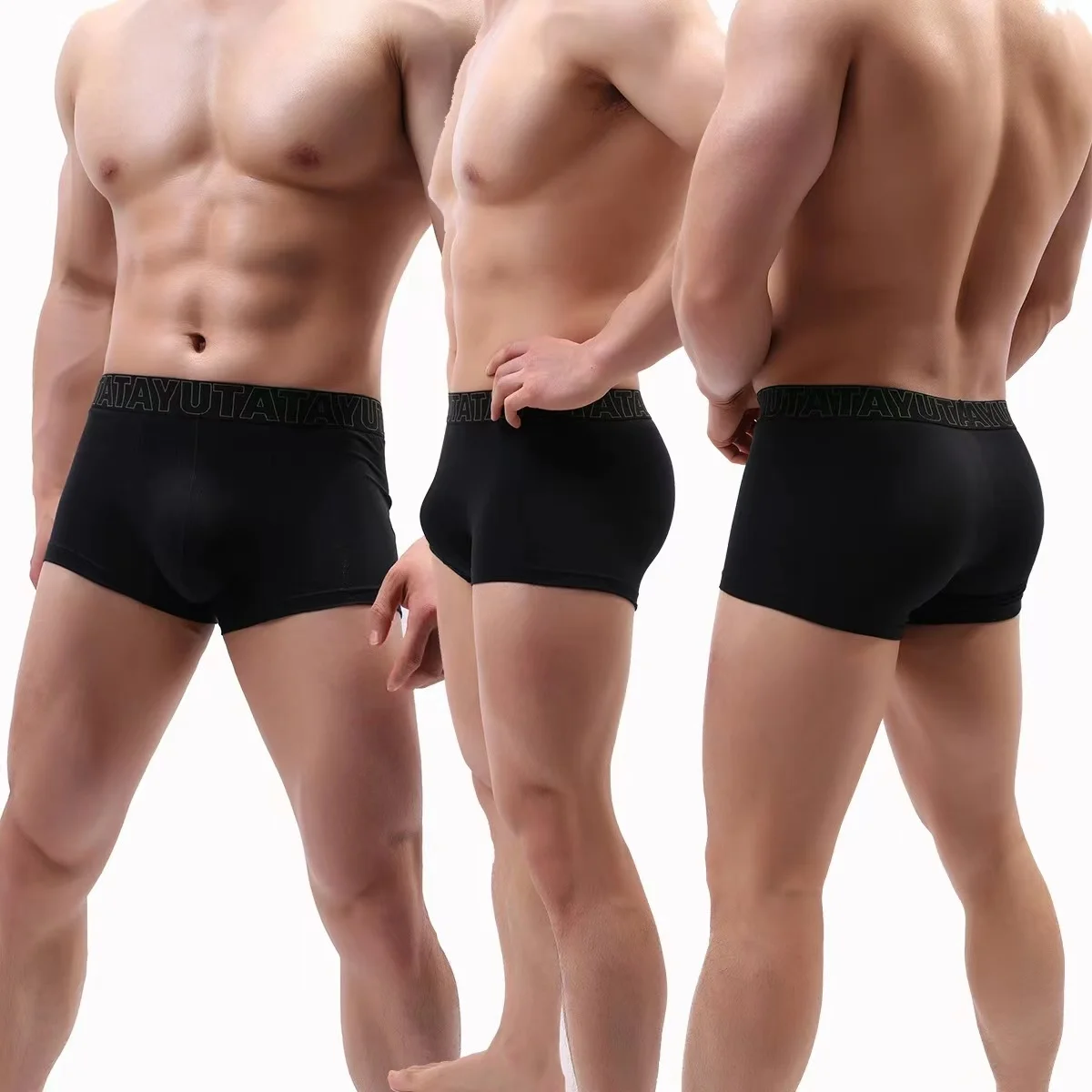 3pcs Fashion Letter Printing Boxershorts Breathable Men's Underwear 3D Pouch Shorts Underpants Seamless Male Boxer Pants