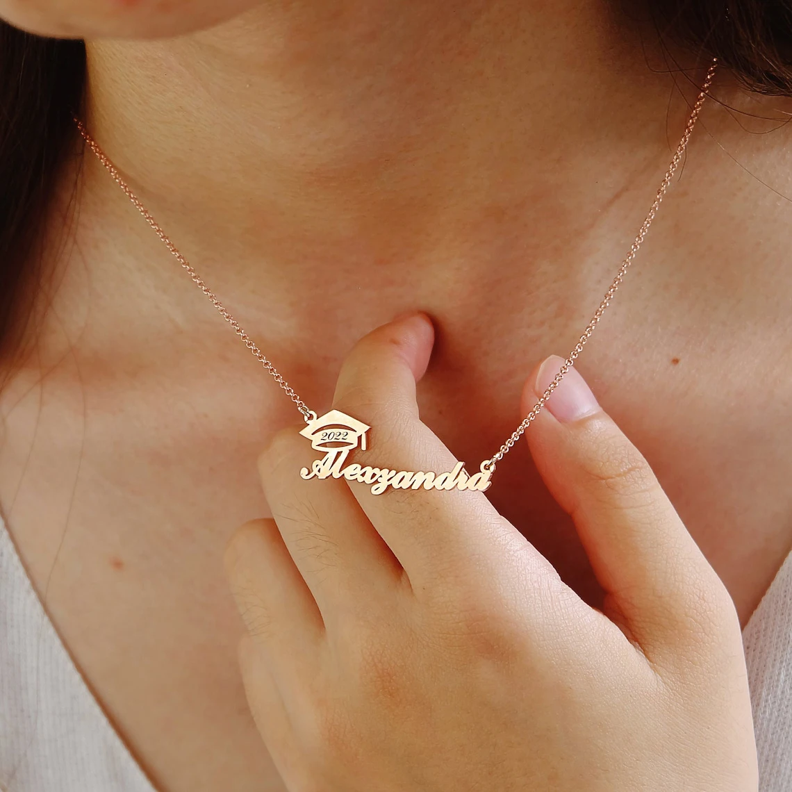 

Custom Any Year Graduation Hat Necklace Nameplate Jewelry Stainless Steel Personalized Name Necklace Schoolmate Student Gifts