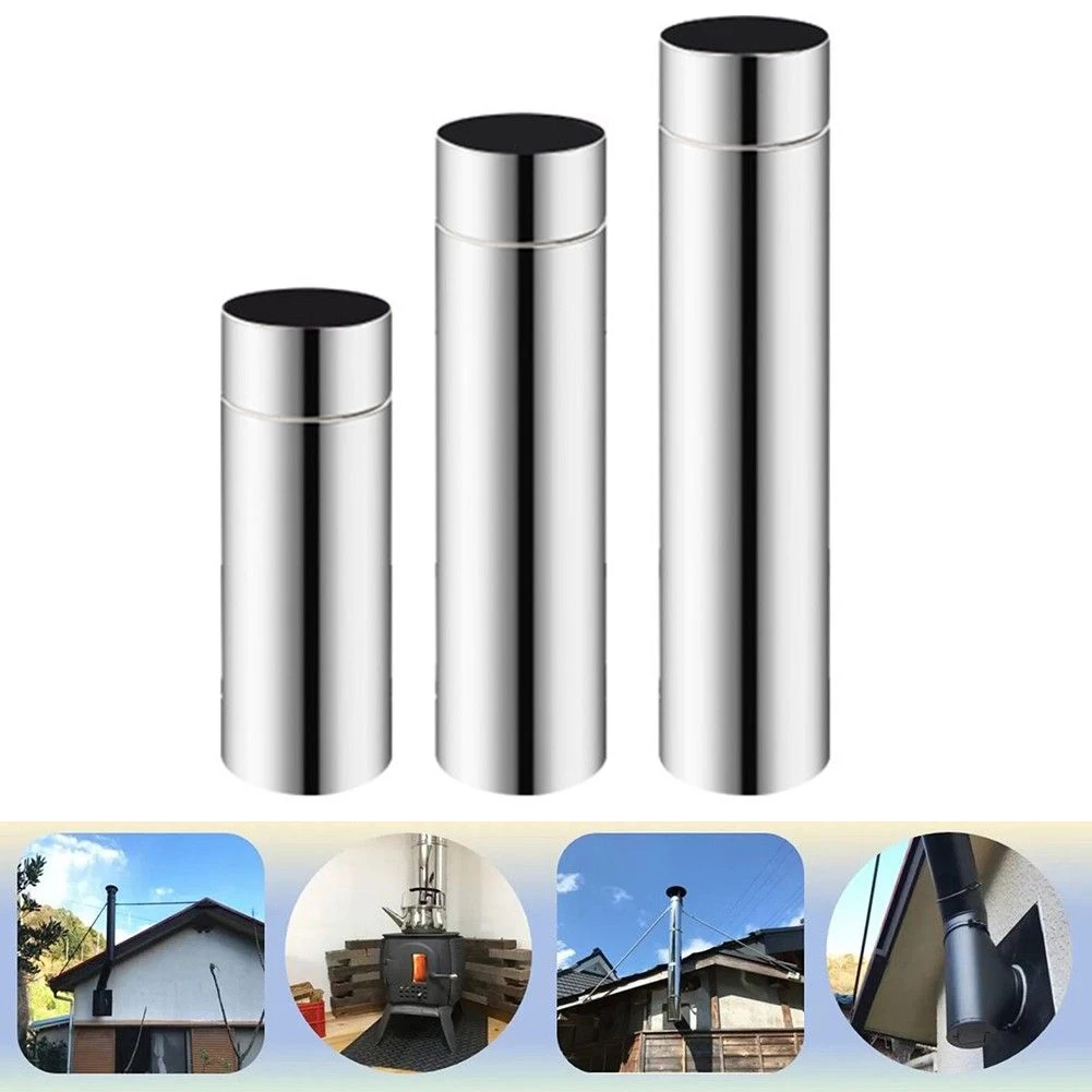 

1 Pc Pipe Chimney Flue Stainless Steel 80mm*50cm Exhaust Pipe Gas Water Heater Hose Liner Multi Fuel Pipe Rigid