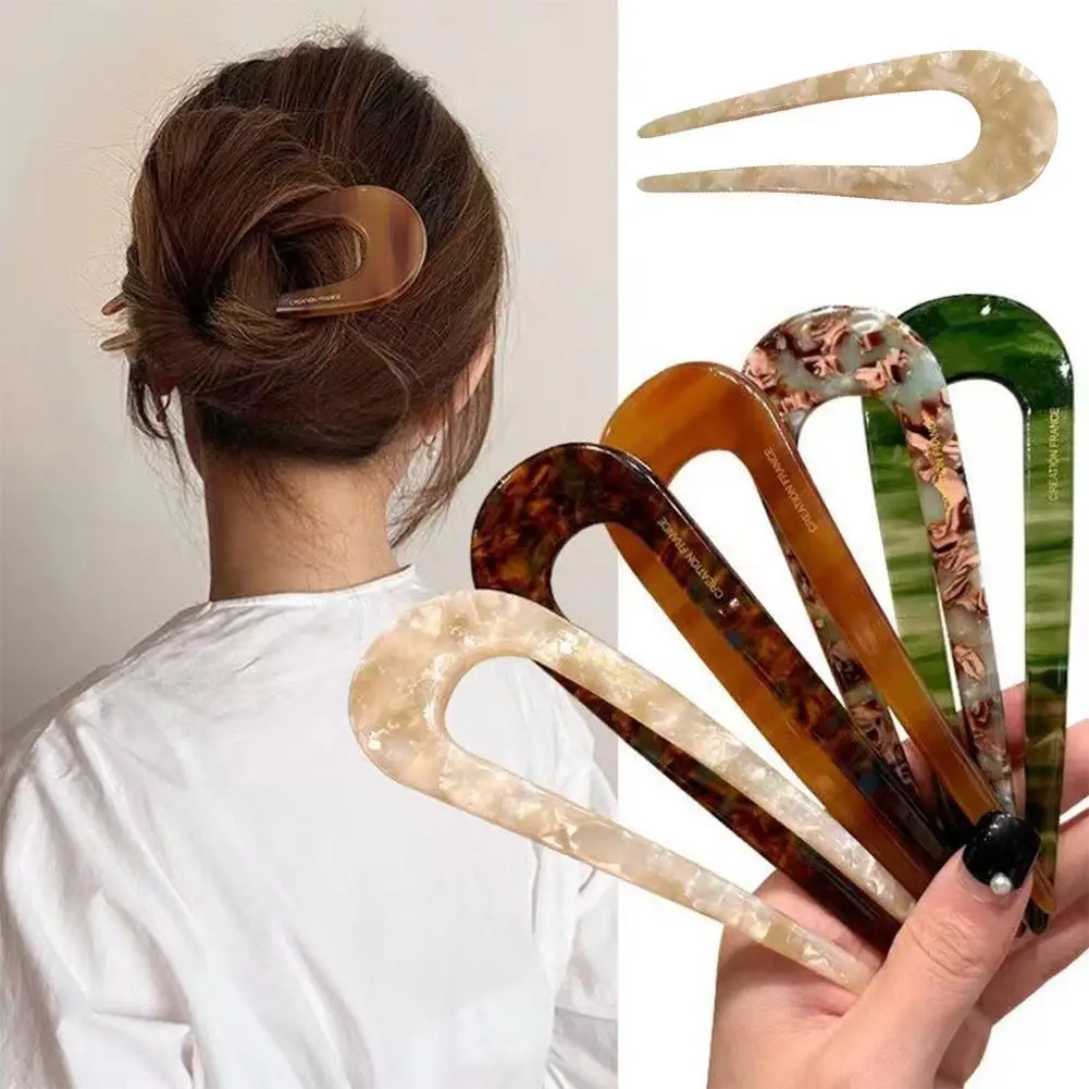 

Retro Exquisite Leopard Hair Sticks Multicolor Elegant Acetate U Shape Women Hairpins Hair Clips Hair Styling Accessories