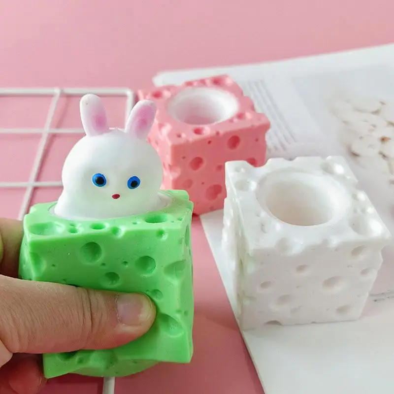 

Сырный кролик, сжимаемая игрушка, эластичная Сырная игрушка для снятия стресса, игрушка для снятия стресса, чашка для сыра, игрушки для взро...