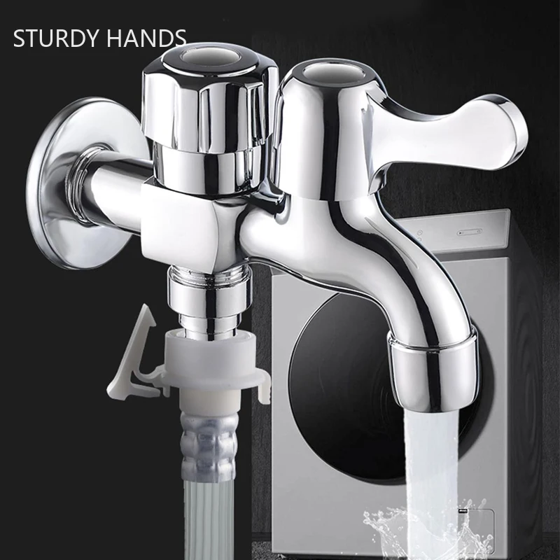 

1pc Washing Machine Faucet Double Outlet Faucets Machine Wash Basin Mop Pool Extension Faucet Garden Faucet Bathroom Accessories