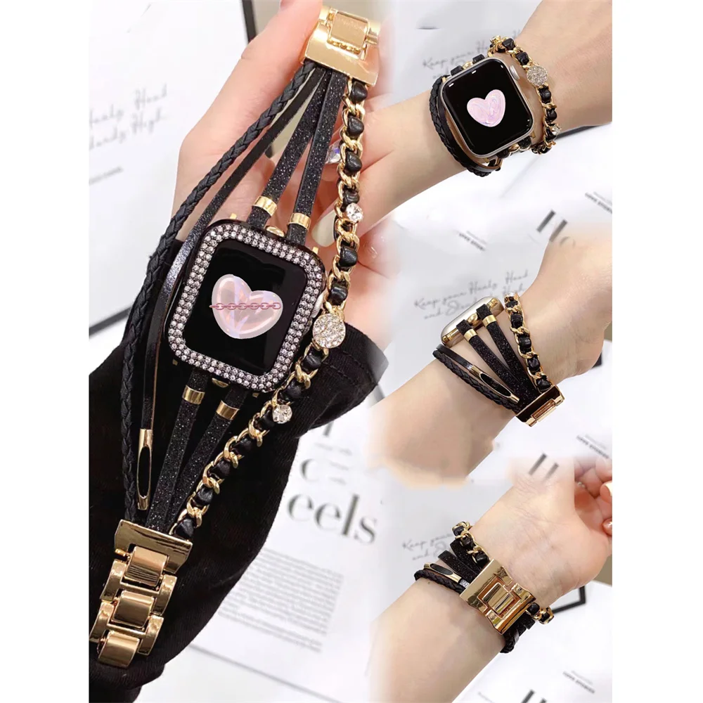

Metal Strap For Apple Watch Band 44mm Series 9 8 7 6 SE 5 4 3 Ultra 49mm Women Bracelet Chain iWatch 40mm 38mmm 45mm 41mm Wrist