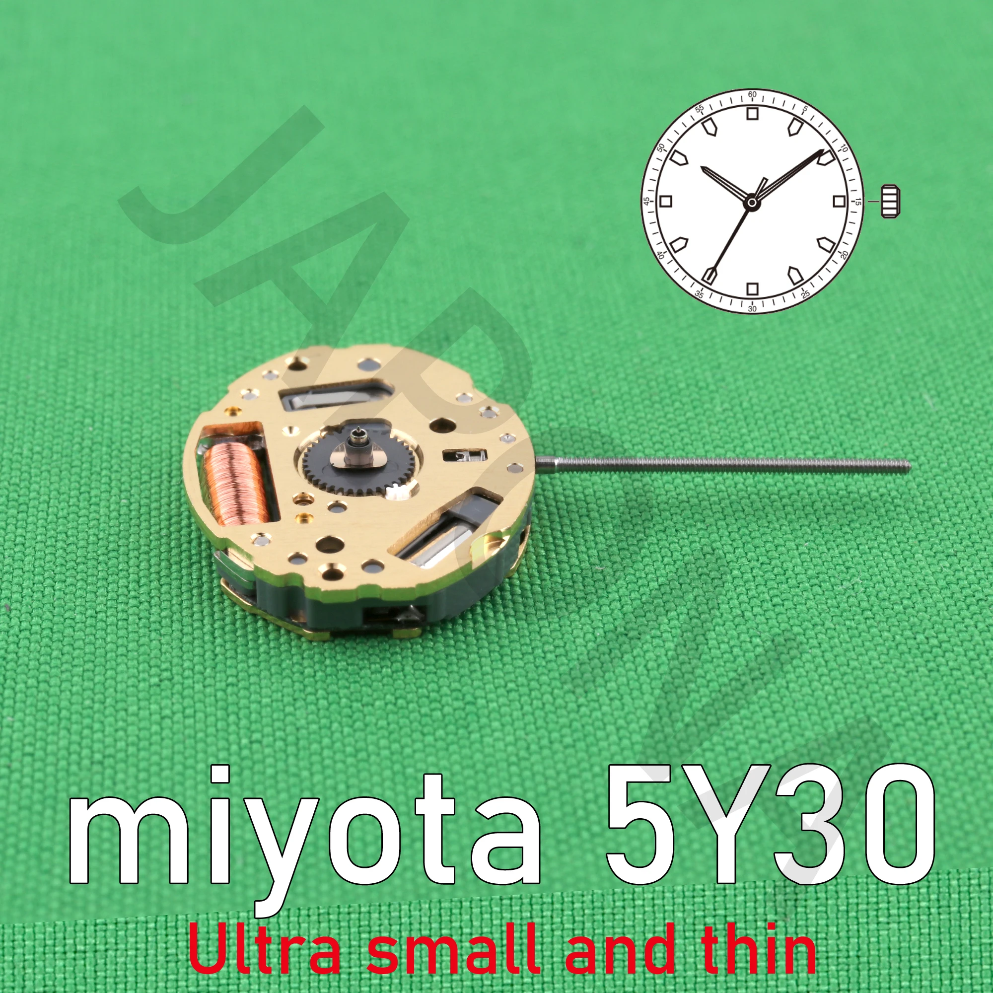 Miyota 5Y30 Japan Quartz Movement Three-Hand Calendarless Small movement perfect for smaller designs and accessory-type watches.