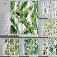 tropical green plant shower curtain with hooks waterproof fabric summer bathroom decor botanical leaf palm tree shower curtains