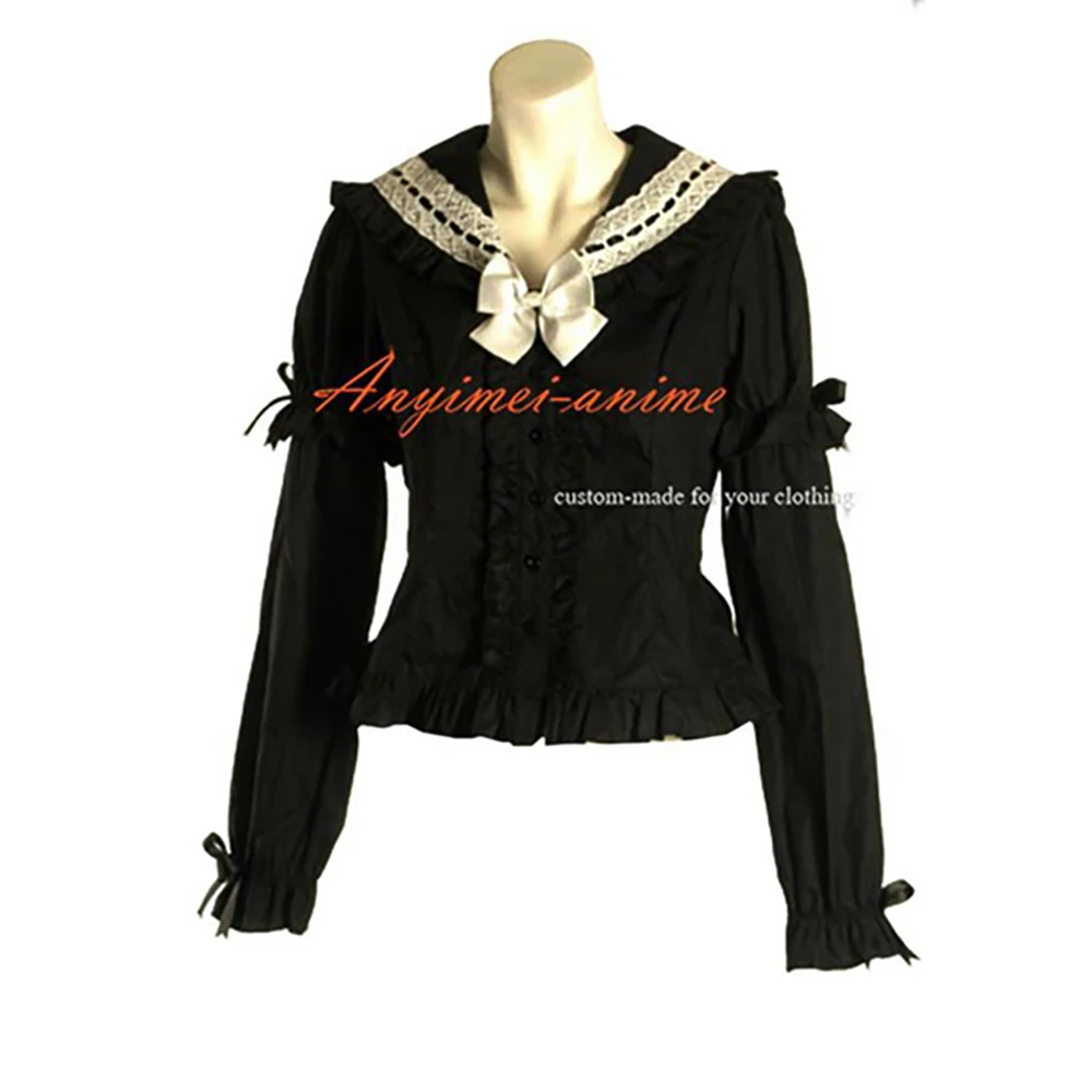 

adult sexy cross dressing sissy maid Gothic Lolita Punk Fashion black cotton Shirt Jacket Coat Tailor-made[CK996]