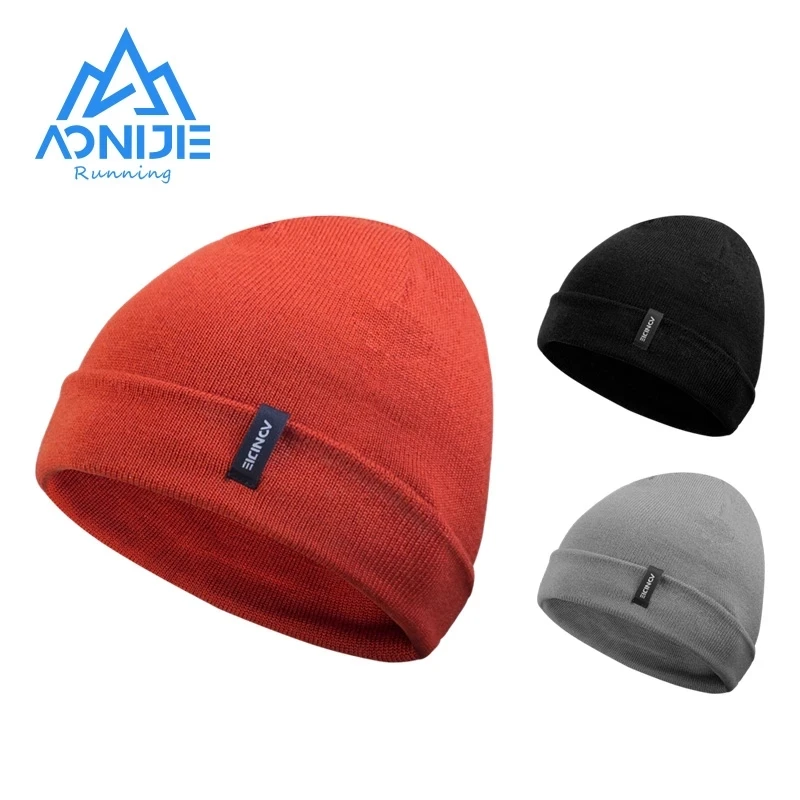 AONIJIE Warm Wool Cap Knitted Hat Double Layer Thickening Winter Outdoor Sports Running Cycling Skiing Camping Hiking Casual Cap