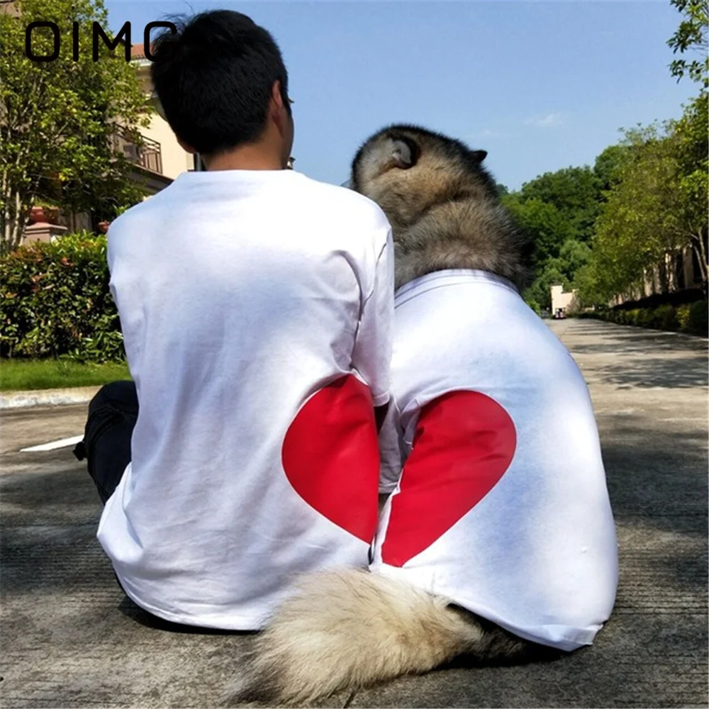 

OIMG Pet Couple Parent Child Medium Large Dogs Love T-shirt Teddy Alaska Golden Retriever Dog And Owner Matching Outfits