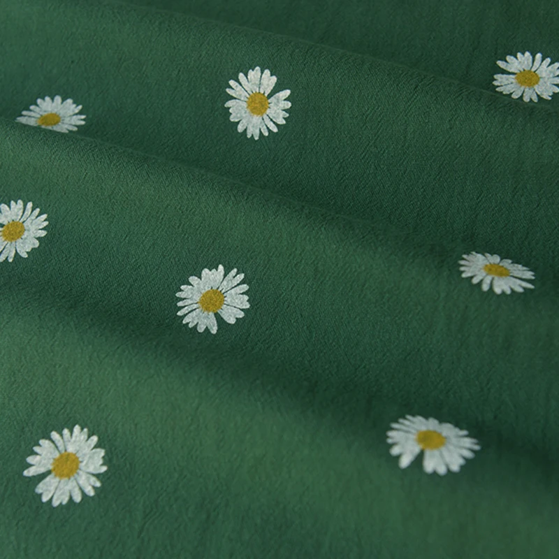 

Dark Green White Daisy Wash Cotton Linen Dress Shirt Designer Fabric