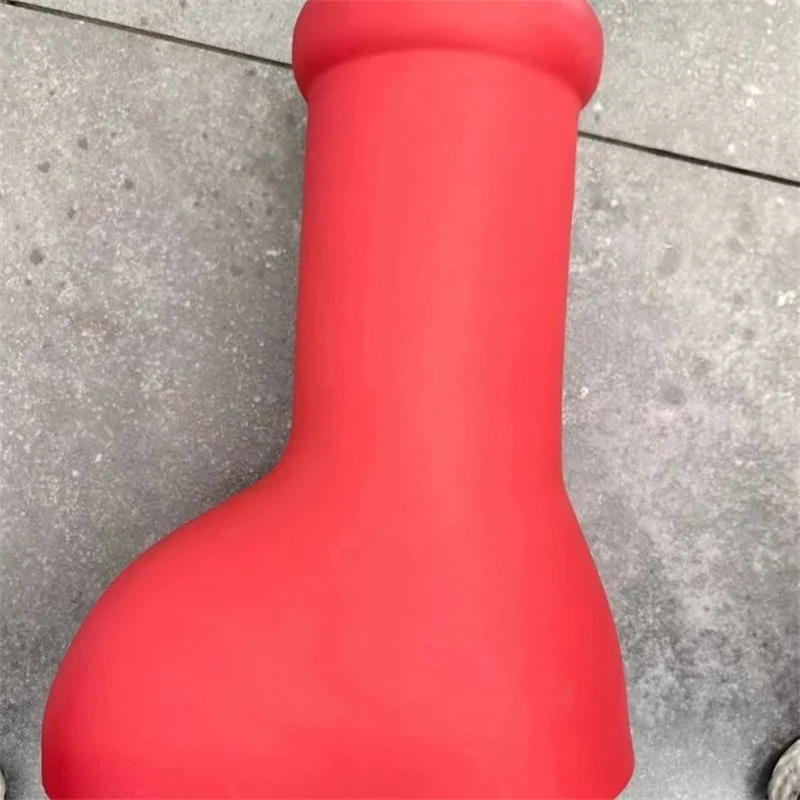 Big Red Knee High Boots Round Toe Balloon Slip on Ladies Casual Boots 2023 New Solid Color Brand High Quality Boots Fashion