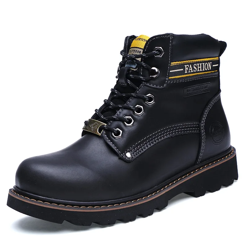 

Men's Boots Winter Man Cushioning Genuine Leather Martin Tooling Boot Textured Scrub Male Ankle Botas Footwear