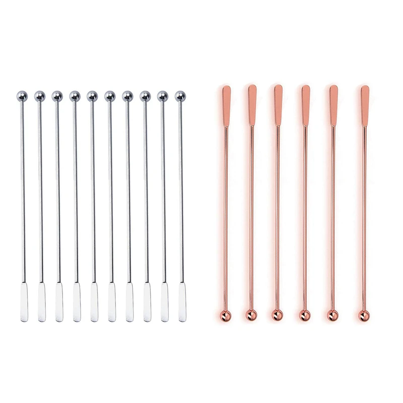 

HOT-16Pcs Swizzle Sticks Metal - Stainless Steel Mixing Cocktail Coffee Stirrers For Wine Juice 7.5 Inch,10Pcs Silver & 6Pcs Ros