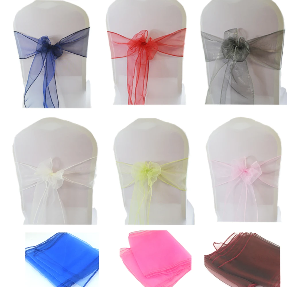 

1PC Crystal Organza Chair Knot Wedding Chair Decoration Sashes Bow Party Banquet Hotel Party Chairs Band Decor Hotel Supplies