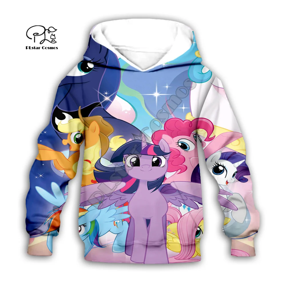 

Новые модные забавные повседневные толстовки с рисунком аниме My Little Pony 3DPrint, детский пуловер, свитшоты, куртка, футболки, семейная одежда A4