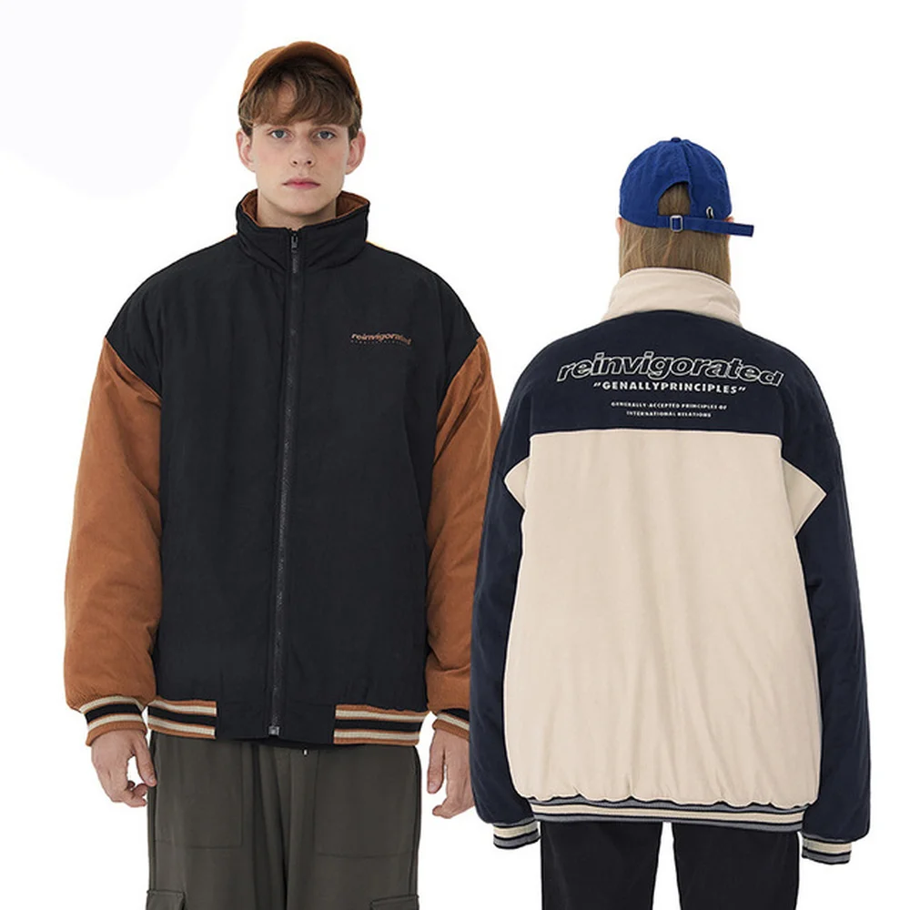 Covrlge Winter Warm Cotton Jacket Men's Causal Color Matching Retro Japanese Couples Jacket Trendy Tops Male Streetwear MWJ250