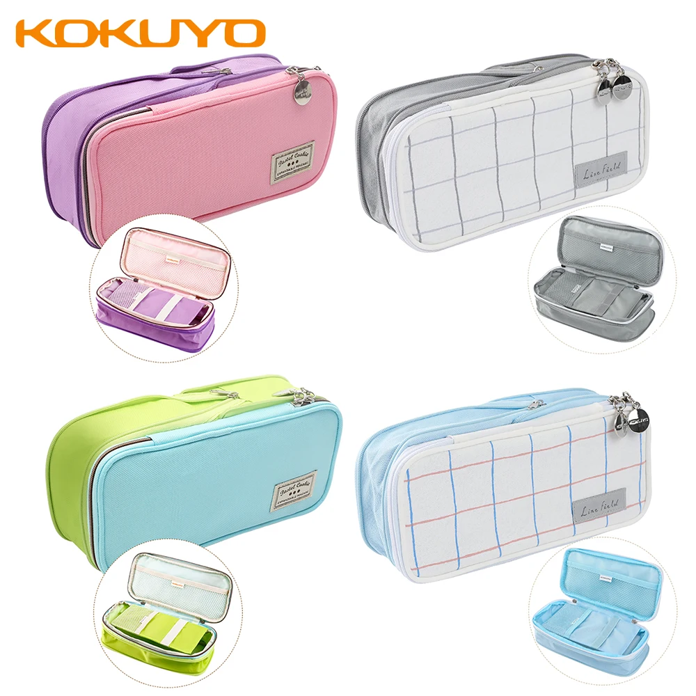 

Японский чехол-карандаш KOKUYO, портативный чехол-карандаш большой емкости, расширяемый двухслойный Многофункциональный чехол для хранения