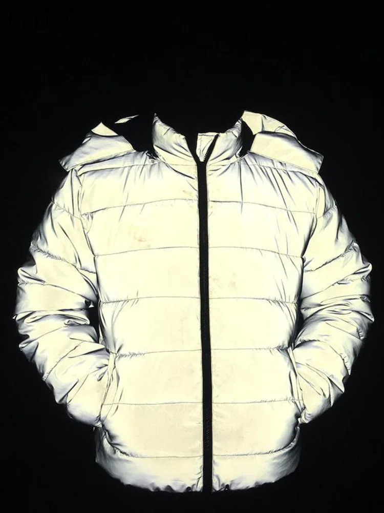

PFHQ 2022 Winter New Men's Cotton Padded Clothes Reflective Thickened Coat Male Cold Parkas Personality Outdoor Jackets 21Q1564