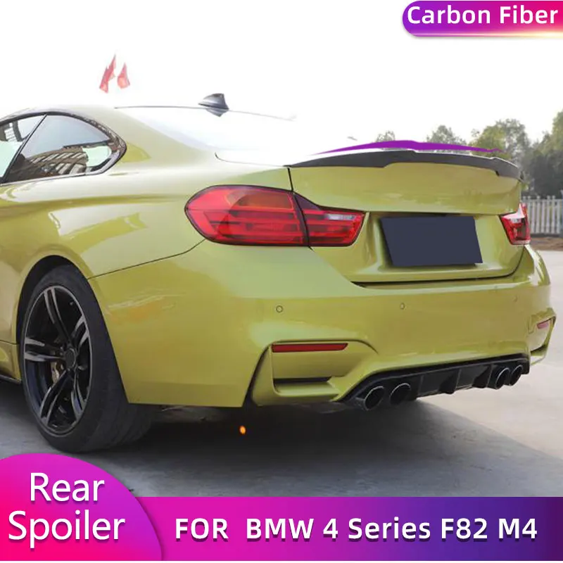 

Задний спойлер багажника из углеродного волокна, крылья для BMW 4 серии F82 M4 Coupe, 2-дверный 2014-2017, гоночный задний спойлер, крышка багажника, крыло, губа