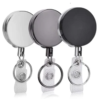badge holder reel clip retractable 3 pcs heavy duty retractable badge reels with keyrings and id holder strap for name card key