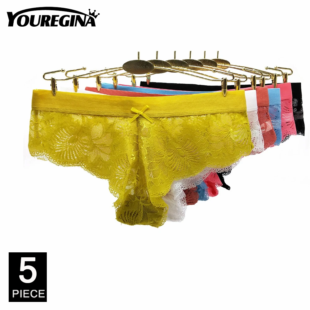 

Sexy Lace Panties for Woman Transparent Briefs Breathable Underwear Fashion Bikini Underpants 5 Pcs/set