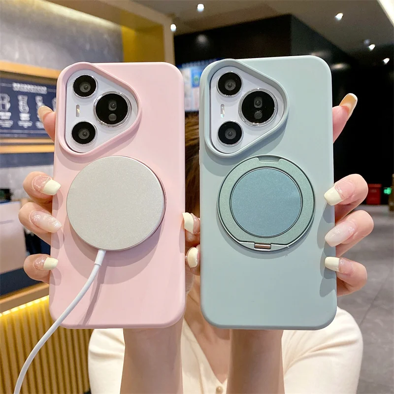 Новый Магнитный простой цветной противоударный чехол для телефона с вращающимся